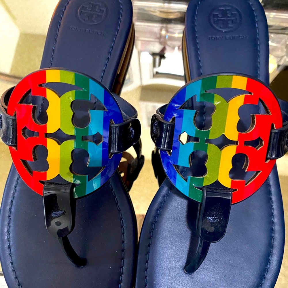 Tory Burch rainbow sandals